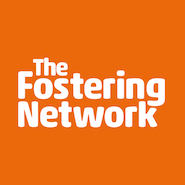 The image has an orange background with the text of "The fostering network"